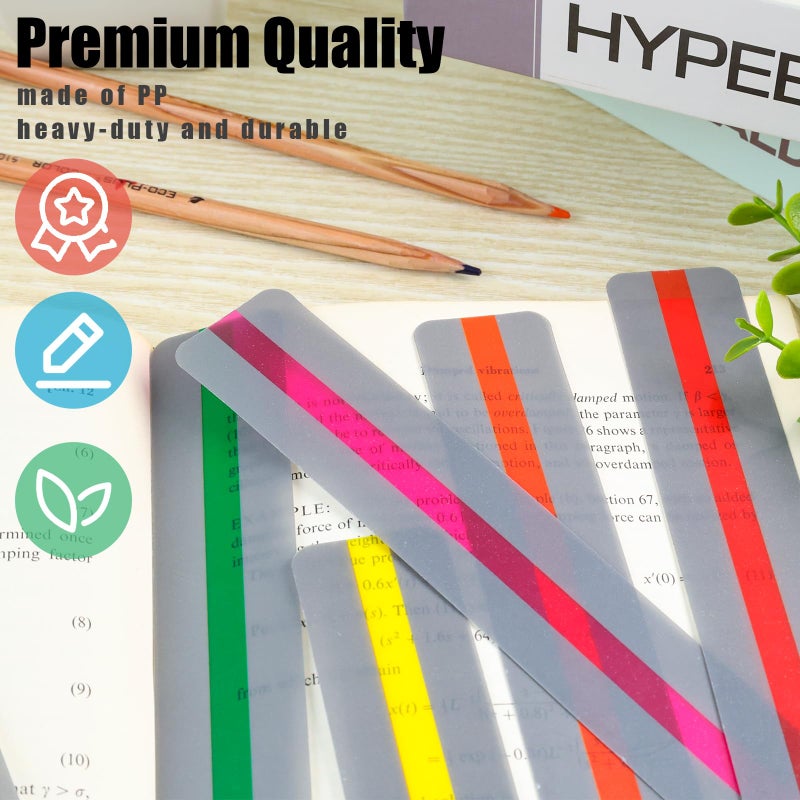Koogel 8PCS Reading Guide Strips, 7.5""  1.3"" Reading Ruler Reading Tracking Highlight Strips Colored Overlays Bookmark Assorted Colors Helps with Dyslexia for School Campus Office - Image 3